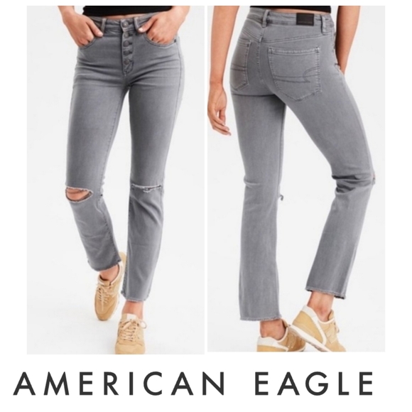 American Eagle Outfitters Denim - A. Eagle High Rise Crop Flare Jeans in Smoked Gray Size 2 Short (Petite)